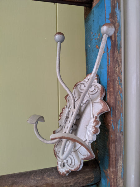 NEW Set 2/4 GREY Wall Coat Hat Door HOOKS French Vintage Shabby Chic Metal Rack