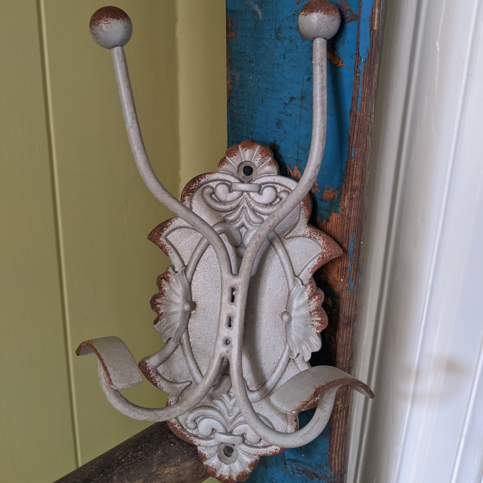 NEW Set 2/4 GREY Wall Coat Hat Door HOOKS French Vintage Shabby Chic Metal Rack