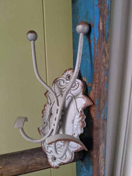 NEW Set 2/4 GREY Wall Coat Hat Door HOOKS French Vintage Shabby Chic Metal Rack