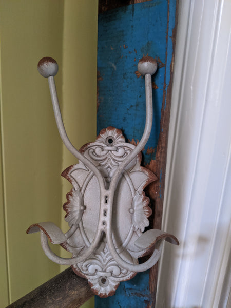 NEW Set 2/4 GREY Wall Coat Hat Door HOOKS French Vintage Shabby Chic Metal Rack