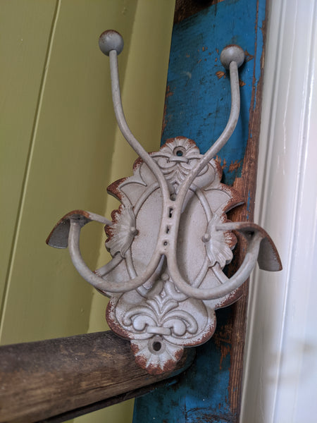 NEW Set 2/4 GREY Wall Coat Hat Door HOOKS French Vintage Shabby Chic Metal Rack