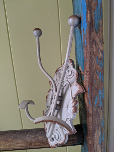 NEW Set 2/4 GREY Wall Coat Hat Door HOOKS French Vintage Shabby Chic Metal Rack