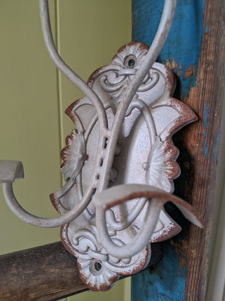 NEW Set 2/4 GREY Wall Coat Hat Door HOOKS French Vintage Shabby Chic Metal Rack