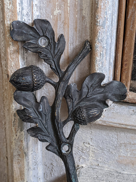 New ACORN Leaf French Vintage Shabby Chic Brass BLACK Rustic Wall Coat HOOK