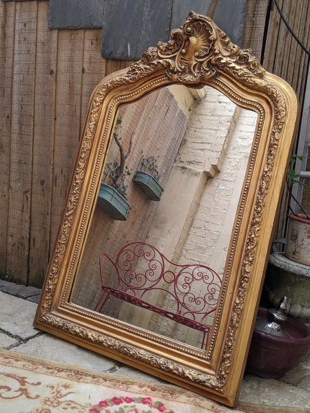 Gold Gilt French Louis Vintage Antique Style Ornate OVERMANTEL Tall Wall Frame Mirror