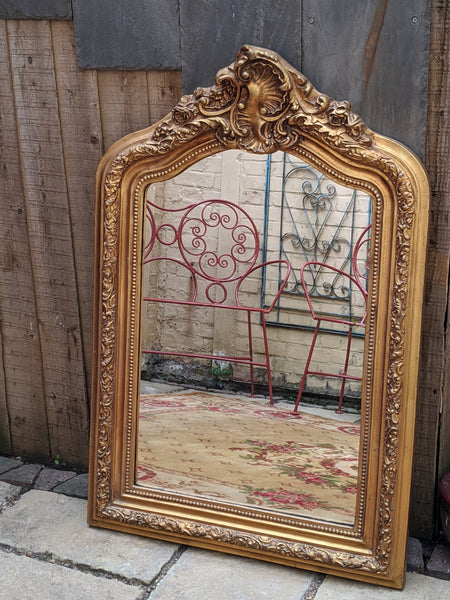 Gold Gilt French Louis Vintage Antique Style Ornate OVERMANTEL Tall Wall Frame Mirror