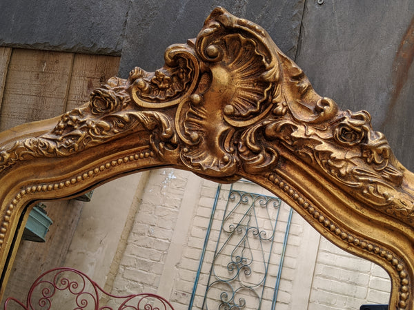 Gold Gilt French Louis Vintage Antique Style Ornate OVERMANTEL Tall Wall Frame Mirror