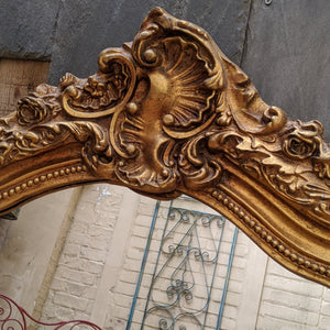 Gold Gilt French Louis Vintage Antique Style Ornate OVERMANTEL Tall Wall Frame Mirror