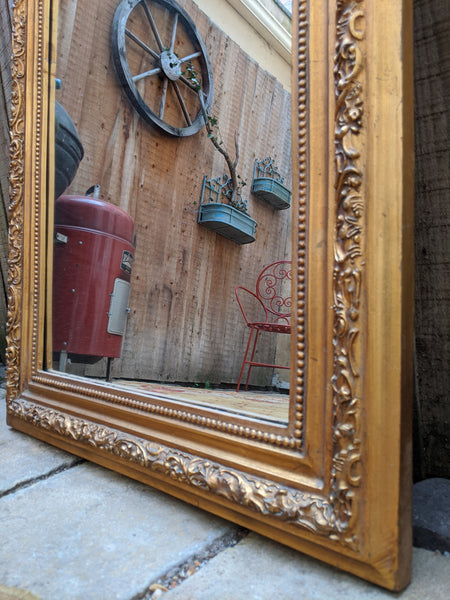 Gold Gilt French Louis Vintage Antique Style Ornate OVERMANTEL Tall Wall Frame Mirror
