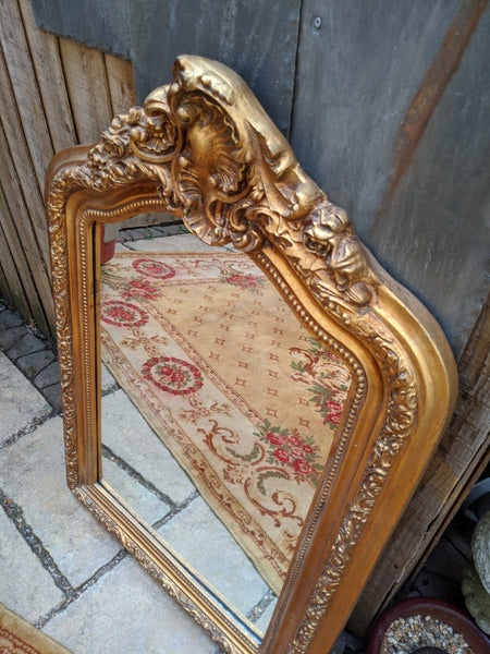 Gold Gilt French Louis Vintage Antique Style Ornate OVERMANTEL Tall Wall Frame Mirror