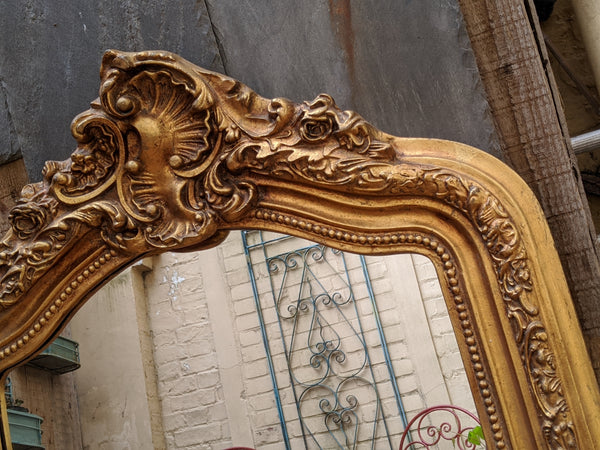 Gold Gilt French Louis Vintage Antique Style Ornate OVERMANTEL Tall Wall Frame Mirror