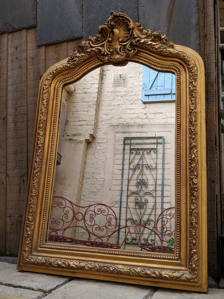 Gold Gilt French Louis Vintage Antique Style Ornate OVERMANTEL Tall Wall Frame Mirror
