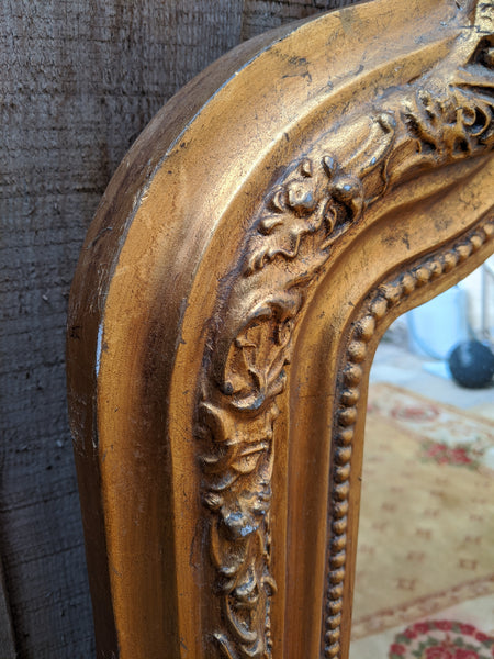 Gold Gilt French Louis Vintage Antique Style Ornate OVERMANTEL Tall Wall Frame Mirror
