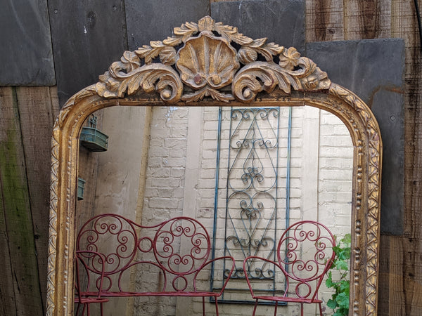 Gold Gilt Wood French Louis Vintage Antique Style Ornate OVERMANTEL Tall Wall Frame Mirror