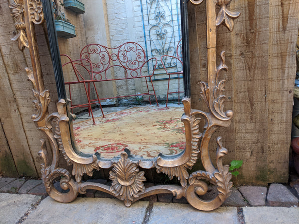 Gold Gilt French Louis Vintage Antique Style Ornate OVERMANTEL Wall Frame Mirror
