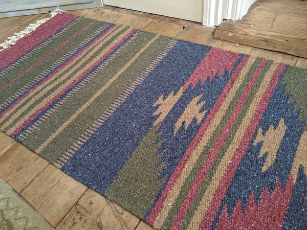 New 70x200cm INDIAN KILIM KELIM 100% COTTON Aztec Design HAND WOVEN Carpet Rug Runner