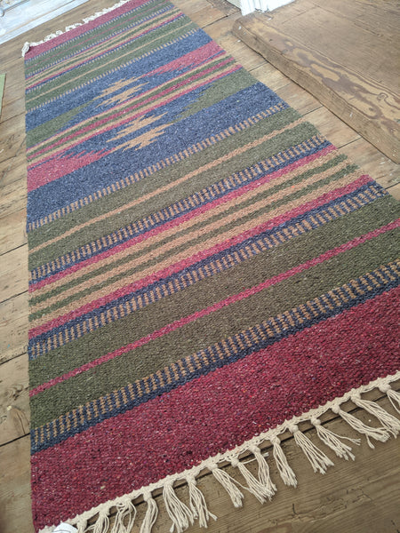 New 70x200cm INDIAN KILIM KELIM 100% COTTON Aztec Design HAND WOVEN Carpet Rug Runner