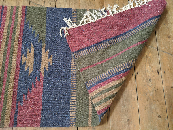 New 70x200cm INDIAN KILIM KELIM 100% COTTON Aztec Design HAND WOVEN Carpet Rug Runner