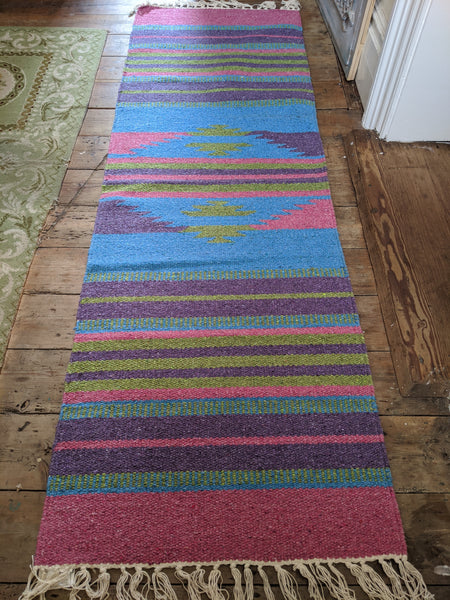 New Pink 70x200cm INDIAN KILIM KELIM 100% COTTON Aztec Design HAND WOVEN Carpet Rug Runner