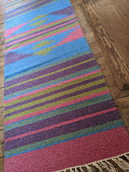 New Pink 70x200cm INDIAN KILIM KELIM 100% COTTON Aztec Design HAND WOVEN Carpet Rug Runner