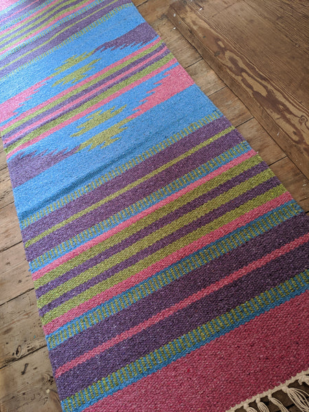 New Pink 70x200cm INDIAN KILIM KELIM 100% COTTON Aztec Design HAND WOVEN Carpet Rug Runner