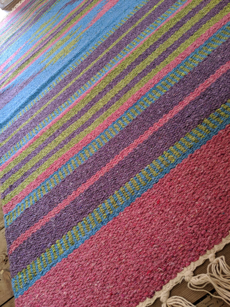 New Pink 70x200cm INDIAN KILIM KELIM 100% COTTON Aztec Design HAND WOVEN Carpet Rug Runner
