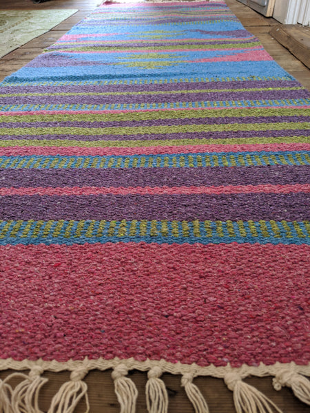 New Pink 70x200cm INDIAN KILIM KELIM 100% COTTON Aztec Design HAND WOVEN Carpet Rug Runner
