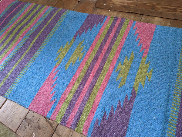 New Pink 70x200cm INDIAN KILIM KELIM 100% COTTON Aztec Design HAND WOVEN Carpet Rug Runner