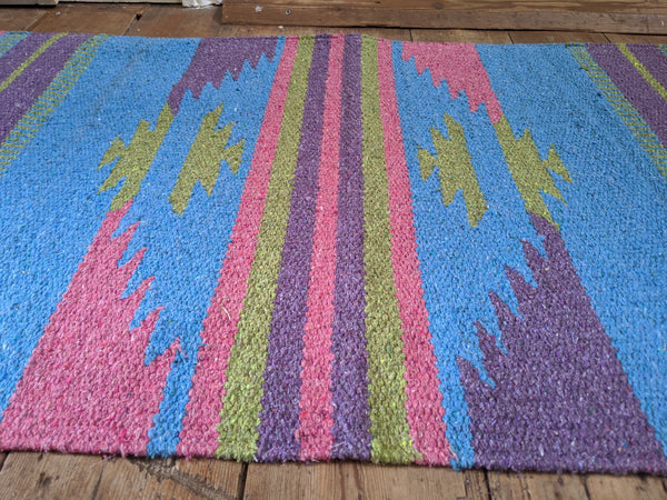 New Pink 70x200cm INDIAN KILIM KELIM 100% COTTON Aztec Design HAND WOVEN Carpet Rug Runner