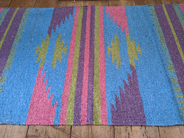 New Pink 70x200cm INDIAN KILIM KELIM 100% COTTON Aztec Design HAND WOVEN Carpet Rug Runner