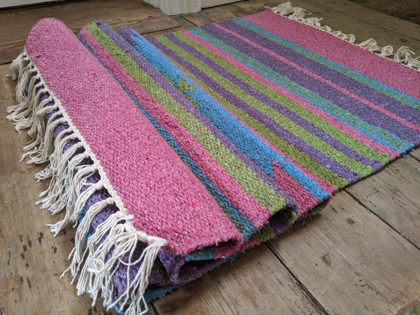 New Pink 70x200cm INDIAN KILIM KELIM 100% COTTON Aztec Design HAND WOVEN Carpet Rug Runner