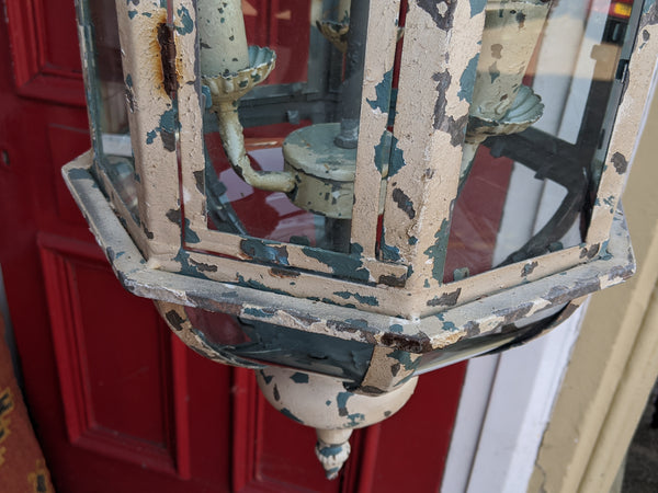 New CREAM & Teal Blue Shabby Chic French Style Rustic Ceiling Light LANTERN Chandelier