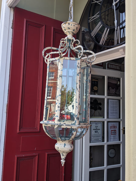 New CREAM & Teal Blue Shabby Chic French Style Rustic Ceiling Light LANTERN Chandelier