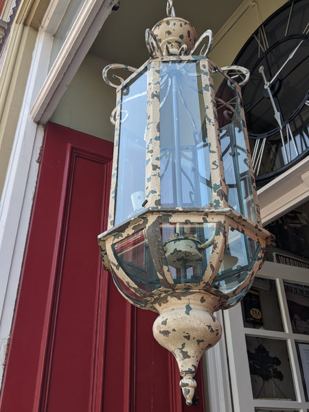New CREAM & Teal Blue Shabby Chic French Style Rustic Ceiling Light LANTERN Chandelier