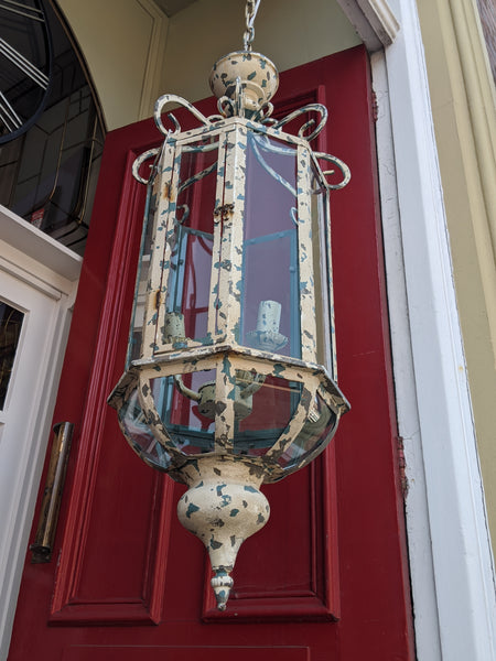 New CREAM & Teal Blue Shabby Chic French Style Rustic Ceiling Light LANTERN Chandelier