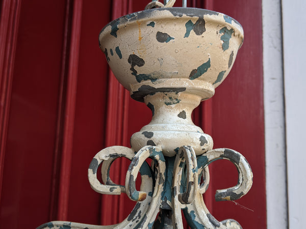 New CREAM & Teal Blue Shabby Chic French Style Rustic Ceiling Light LANTERN Chandelier