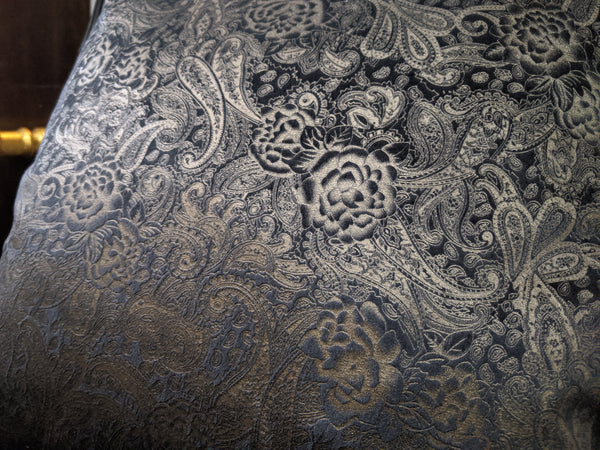 New 18" Square Black & Gold PAISLEY Design Shabby Chic Style VELVET Feather CUSHION & Cover