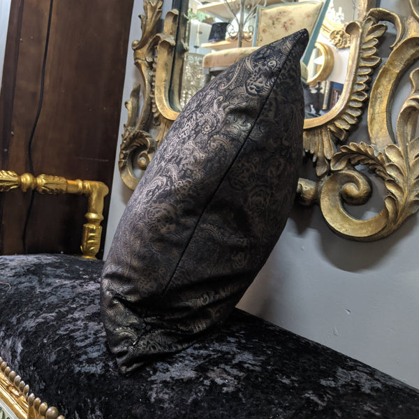 New 18" Square Black & Gold PAISLEY Design Shabby Chic Style VELVET Feather CUSHION & Cover