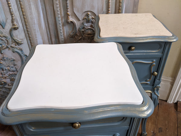 French TEAL Shabby Chic MARBLE Lamp Sofa Hall Table Bedside Wash Stand Cupboard