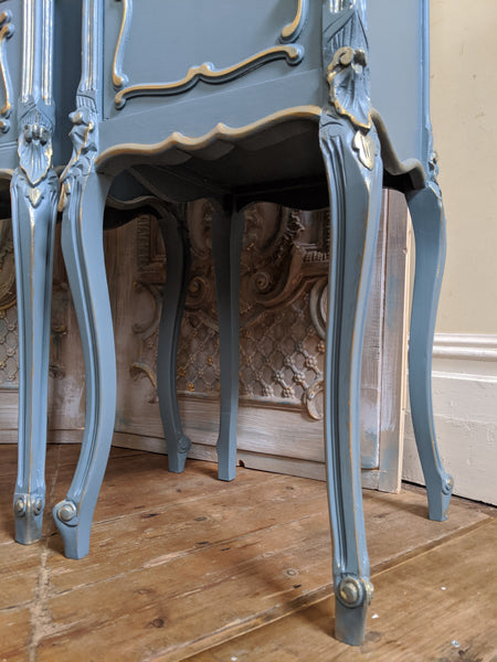 French TEAL Shabby Chic MARBLE Lamp Sofa Hall Table Bedside Wash Stand Cupboard