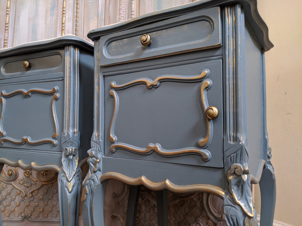 French TEAL Shabby Chic MARBLE Lamp Sofa Hall Table Bedside Wash Stand Cupboard