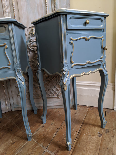 French TEAL Shabby Chic MARBLE Lamp Sofa Hall Table Bedside Wash Stand Cupboard