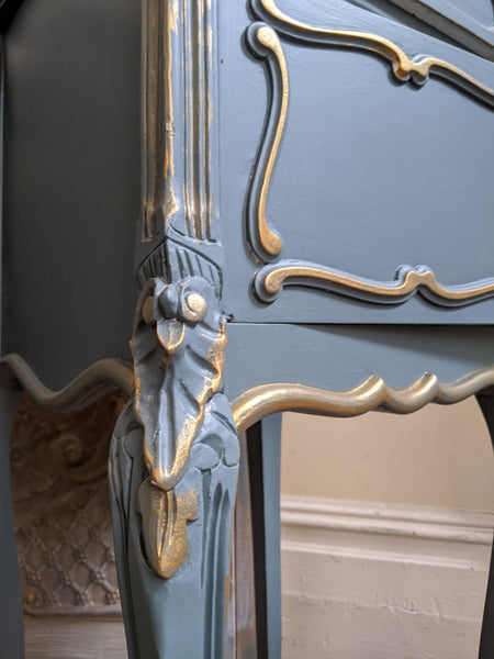 French TEAL Shabby Chic MARBLE Lamp Sofa Hall Table Bedside Wash Stand Cupboard