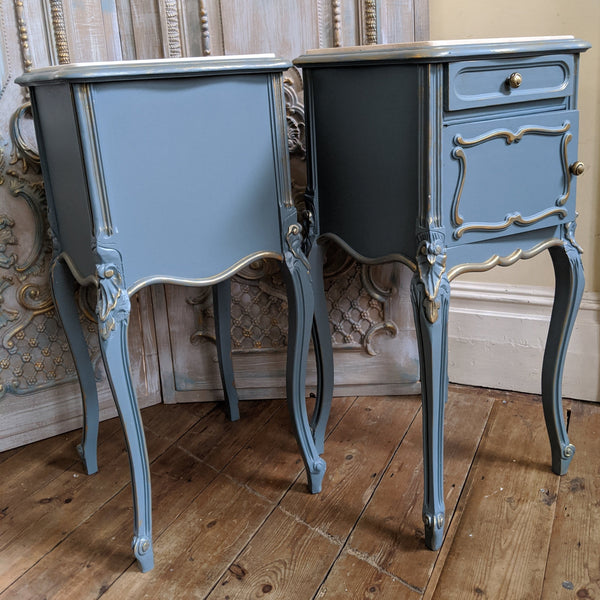 French TEAL Shabby Chic MARBLE Lamp Sofa Hall Table Bedside Wash Stand Cupboard