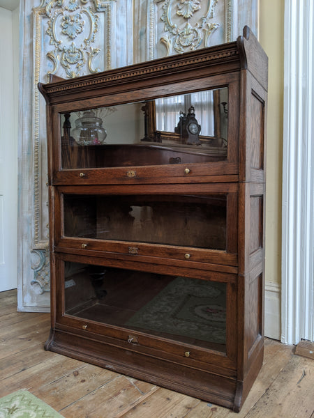 THE LEBUS BOOKCASE Antique Oak Barristers Stacking Shelf Cupboard Cabinet Bookshelf Unit