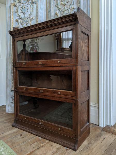 THE LEBUS BOOKCASE Antique Oak Barristers Stacking Shelf Cupboard Cabinet Bookshelf Unit