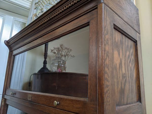 THE LEBUS BOOKCASE Antique Oak Barristers Stacking Shelf Cupboard Cabinet Bookshelf Unit