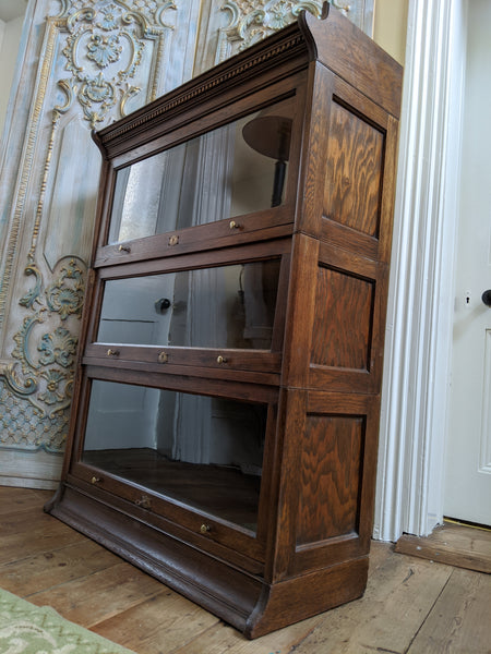 THE LEBUS BOOKCASE Antique Oak Barristers Stacking Shelf Cupboard Cabinet Bookshelf Unit
