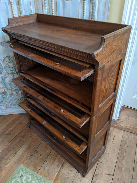 THE LEBUS BOOKCASE Antique Oak Barristers Stacking Shelf Cupboard Cabinet Bookshelf Unit