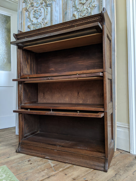 THE LEBUS BOOKCASE Antique Oak Barristers Stacking Shelf Cupboard Cabinet Bookshelf Unit